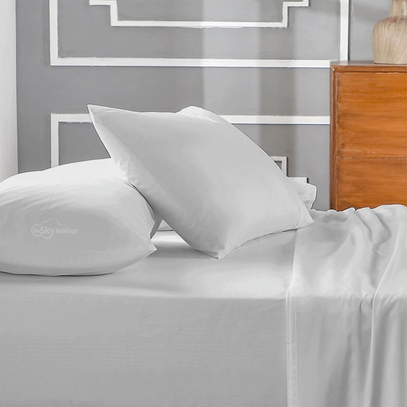 The Sky Bedding طقم أغطية وسائد للأطفال - 500 خيط قطن مصري 100% أغطية وسائد صغيرة مع سحاب مخفي، أغطية وسائد سفر ناعمة وقابلة للتنفس (رمادي فاتح، 14x20 بوصة) - Image 2